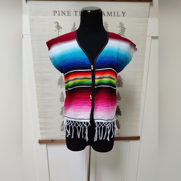 Handmade Mexican Poncho Vest - Small - Picture 2 of 8
